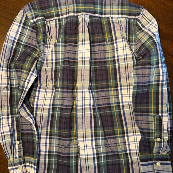 Polo Ralph Lauren Boys Green Blue Plaid Brushed Cotton Button Down M 10-12 - Picture 6 of 6